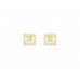Women's Ear tops studs Earrings yellow Gold Plated Zircon Stones square design